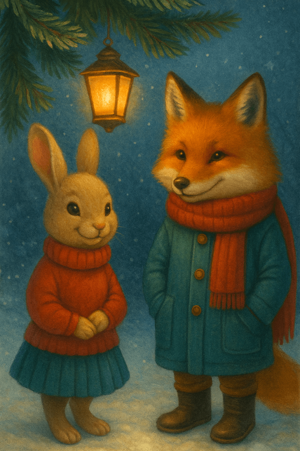 Открытка с Мандариновым Лисом и Зайкой Погуляйкой